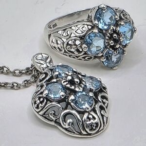 BEAUTIFUL RENAISSANCE VIBED, TOPAZ & SAPPHIRE DEMI PARURE